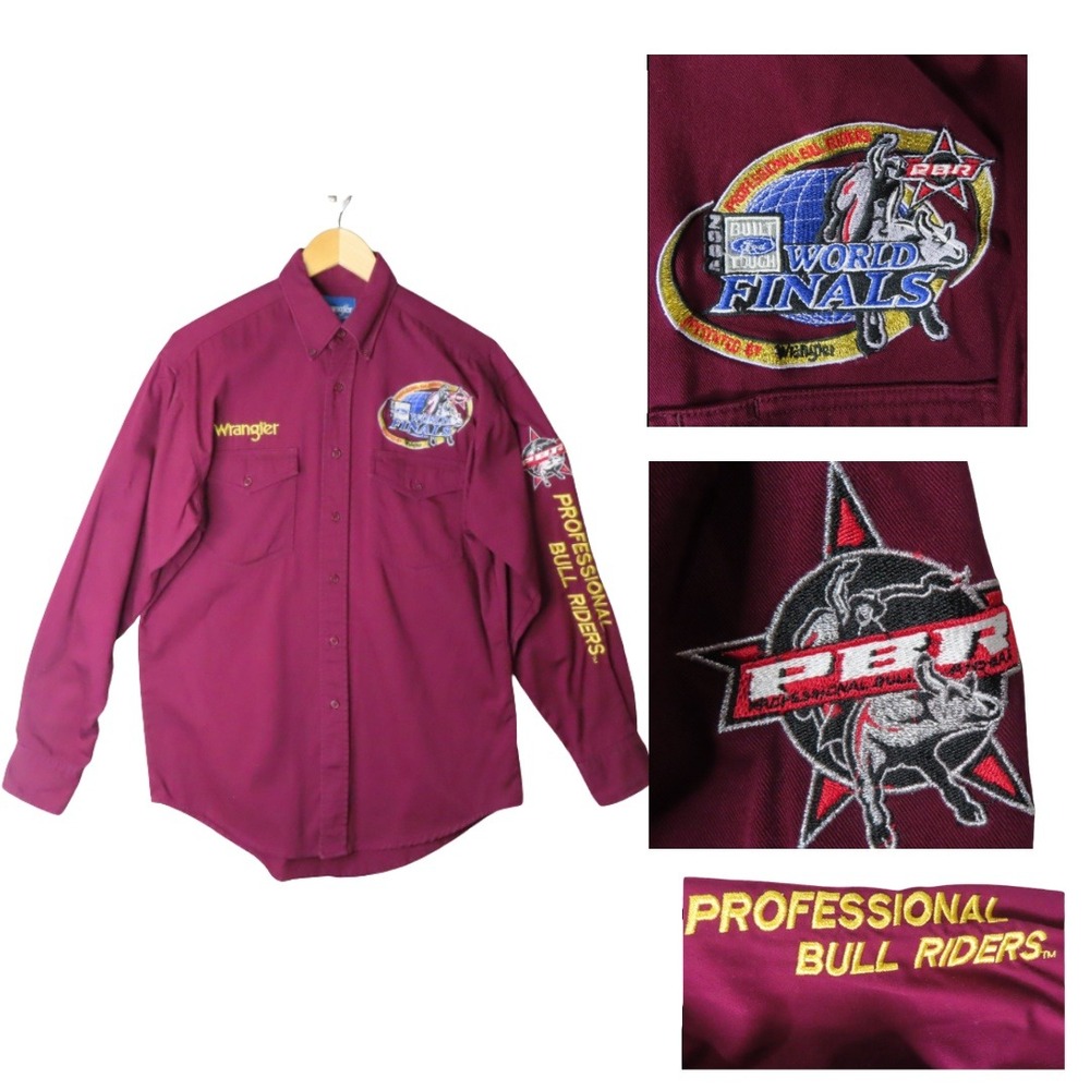 2004 Wrangler PBR World Finals Bull Riders Western Shirt Medium Rodeo Cowboy Y2K